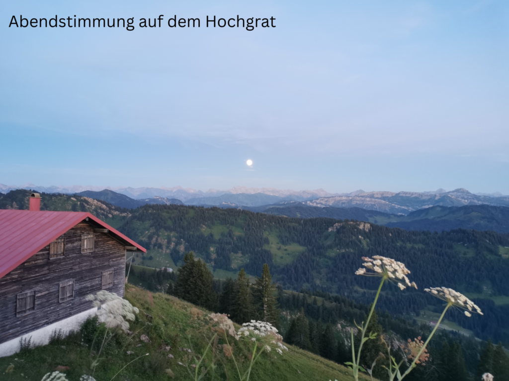 Wandern und Radfahren im Westallgäu - Abendstimmung auf dem Hochgrat